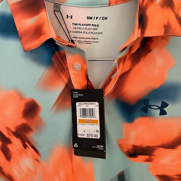 Under Armour AU Playoffs 2.0 Mens Small Golf Polo Floral Pattern New - Picture 2 of 4